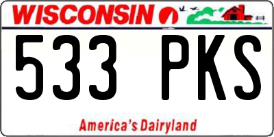 WI license plate 533PKS