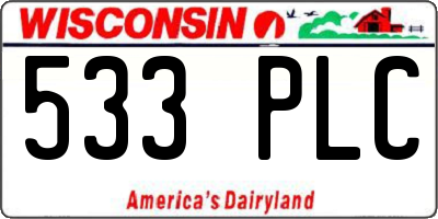 WI license plate 533PLC