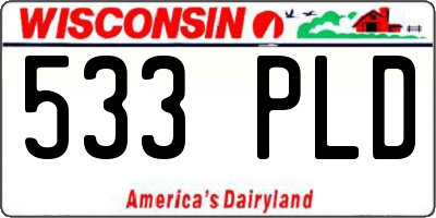 WI license plate 533PLD