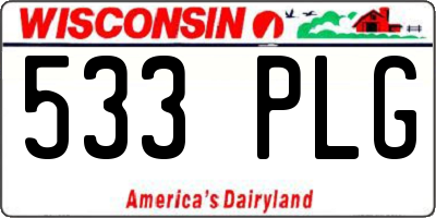 WI license plate 533PLG