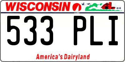 WI license plate 533PLI