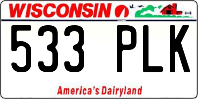 WI license plate 533PLK