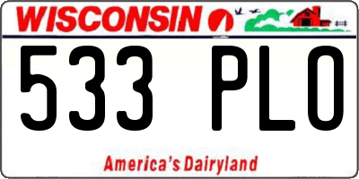 WI license plate 533PLO