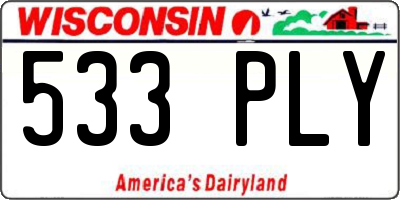 WI license plate 533PLY