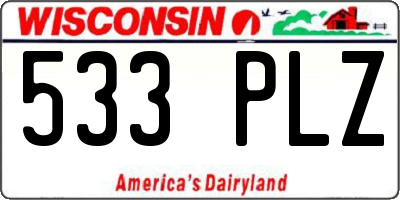 WI license plate 533PLZ