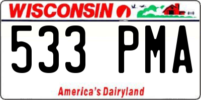 WI license plate 533PMA