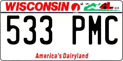 WI license plate 533PMC