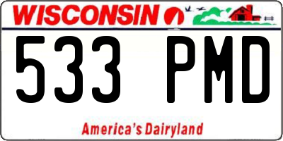 WI license plate 533PMD