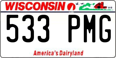 WI license plate 533PMG
