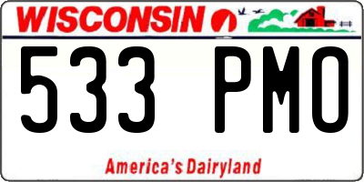 WI license plate 533PMO