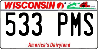 WI license plate 533PMS