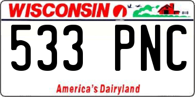 WI license plate 533PNC