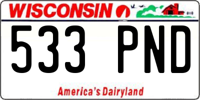WI license plate 533PND