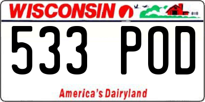 WI license plate 533POD