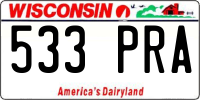 WI license plate 533PRA