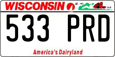 WI license plate 533PRD