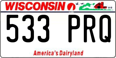 WI license plate 533PRQ