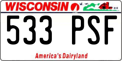 WI license plate 533PSF