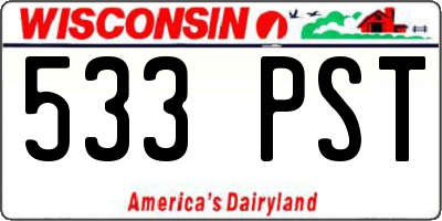 WI license plate 533PST