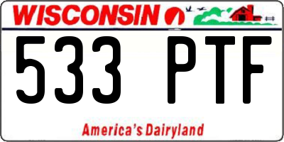 WI license plate 533PTF