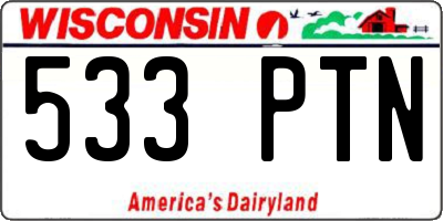 WI license plate 533PTN