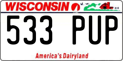 WI license plate 533PUP