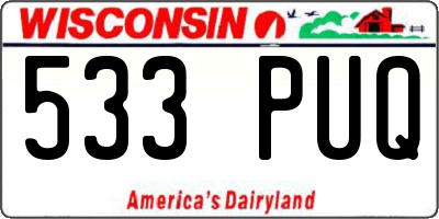 WI license plate 533PUQ