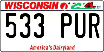 WI license plate 533PUR