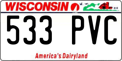 WI license plate 533PVC