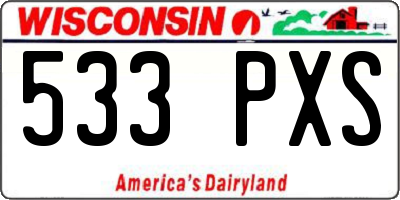 WI license plate 533PXS