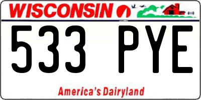 WI license plate 533PYE