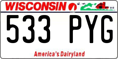WI license plate 533PYG