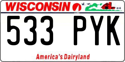 WI license plate 533PYK
