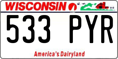 WI license plate 533PYR