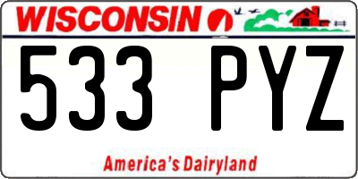 WI license plate 533PYZ