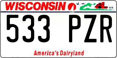 WI license plate 533PZR