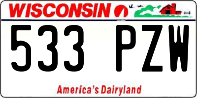 WI license plate 533PZW