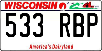 WI license plate 533RBP
