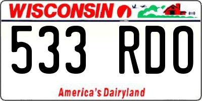 WI license plate 533RDO