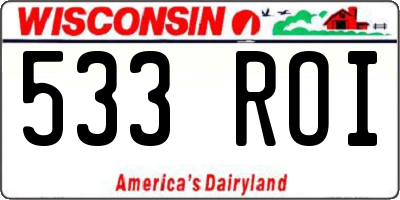 WI license plate 533ROI