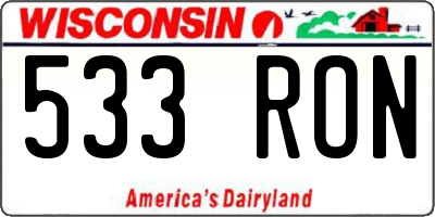 WI license plate 533RON
