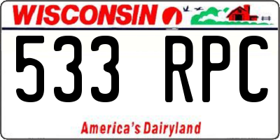 WI license plate 533RPC