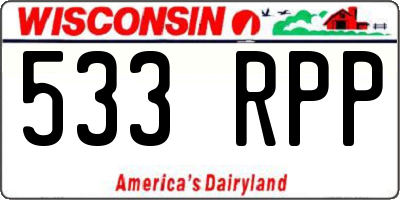 WI license plate 533RPP