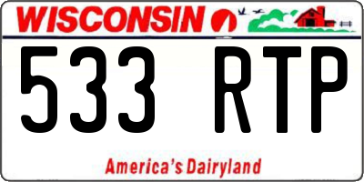 WI license plate 533RTP