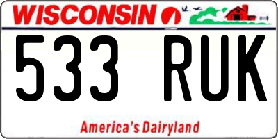 WI license plate 533RUK