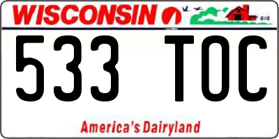 WI license plate 533TOC