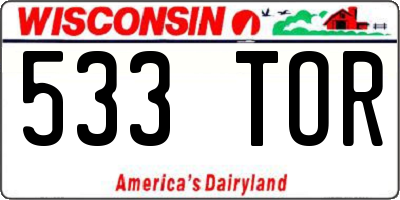 WI license plate 533TOR