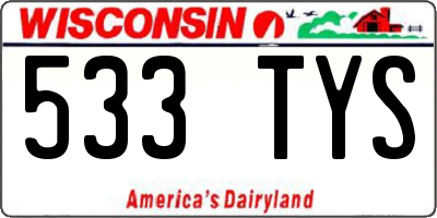 WI license plate 533TYS