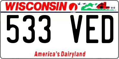 WI license plate 533VED