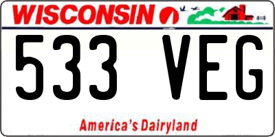 WI license plate 533VEG